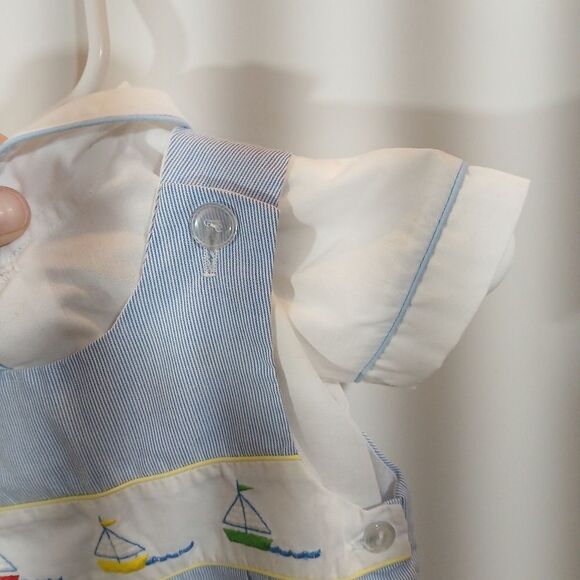 Vintage Embroidered Sailboat Baby Outfit - Picture 9 of 13